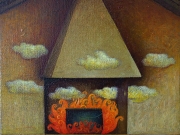 Ma il fuoco dipinto (olio su tela cm.30x30)2004