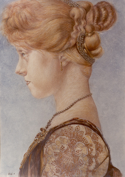 Flaminia (pigmenti, matite, tempera, oro su carta cm. 80x60) 1990