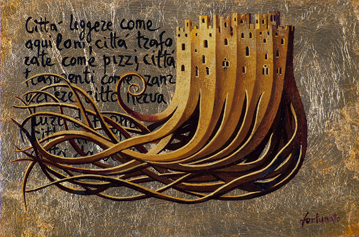 Le Città del cielo (tempere e olio su foglia d'oro su tavola cm.20x30)
